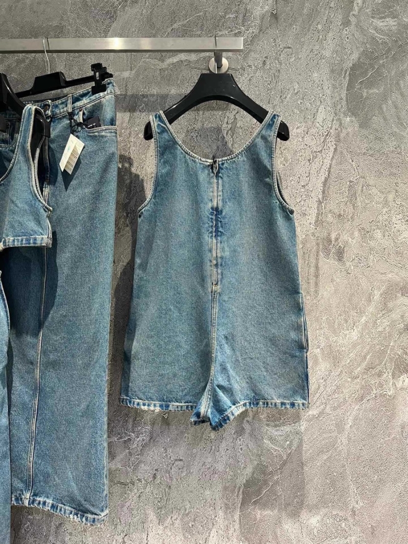 Prada Party Holiday Vintage Wash Denim Shorts Jumpsuit