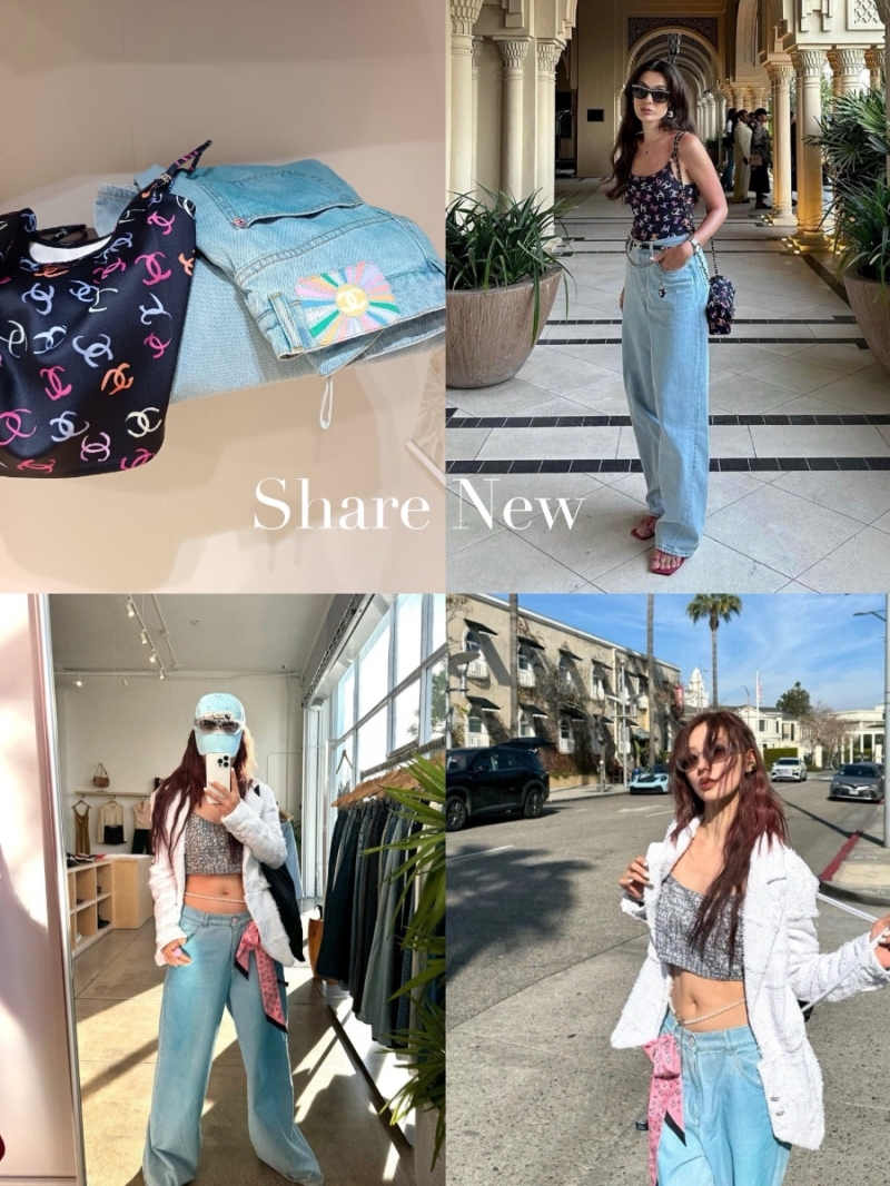 Chanel 24C Early Spring Straight-Leg Gradient Blue Denim Pants Jeans