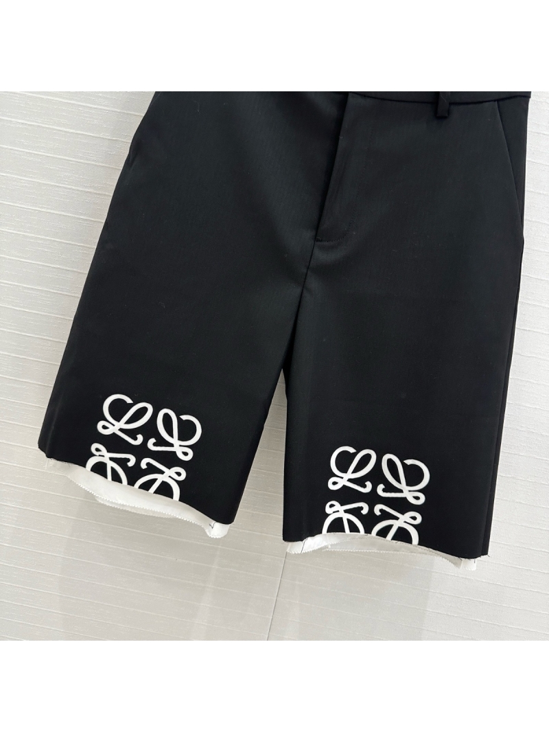 Loewe Spring 2025 Black Laser-Cut Logo High-Waisted Bermuda Shorts