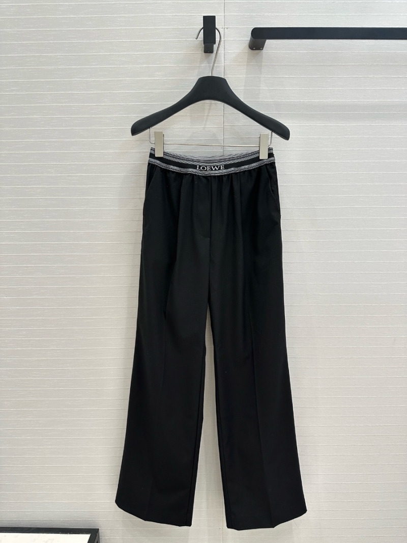 Loewe Spring/Summer 2025 Black Straight-Leg Pants with Logo Waistband