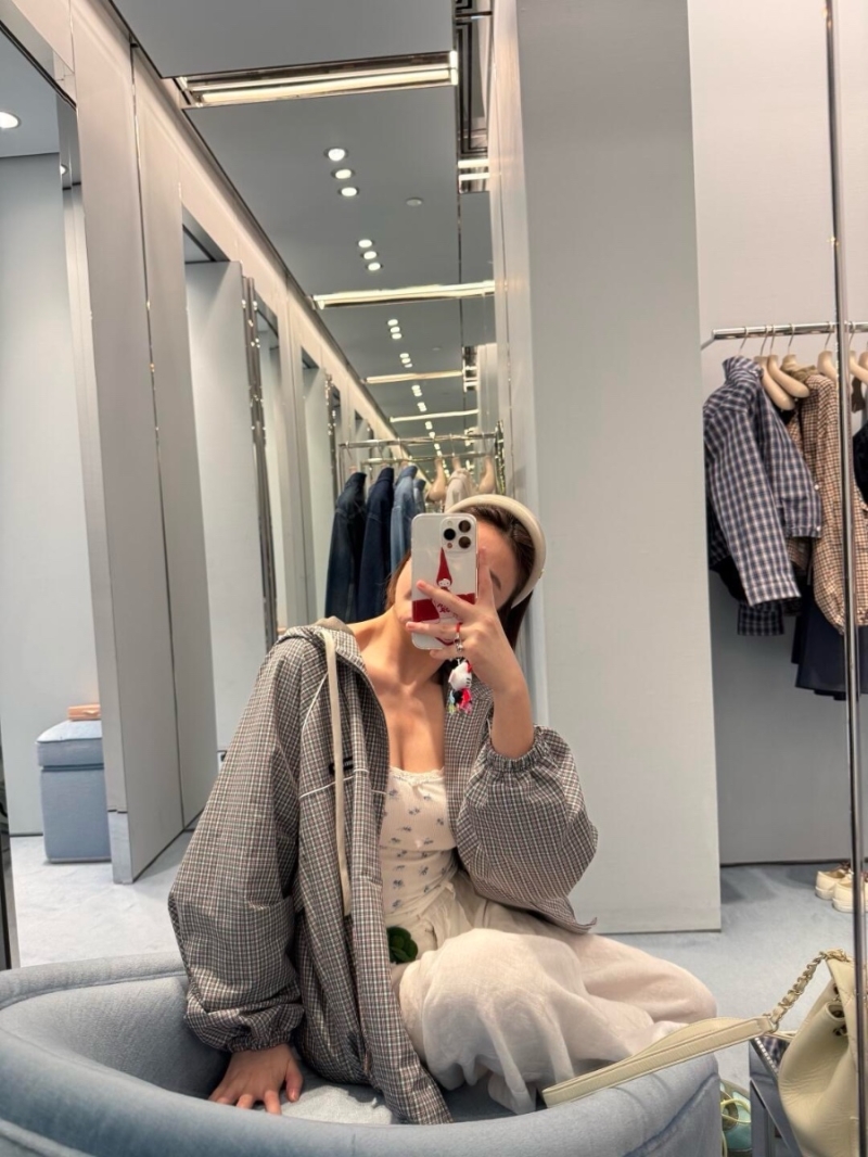 Miu Miu Exclusive Spring Summer Grid Pattern Trench Coat