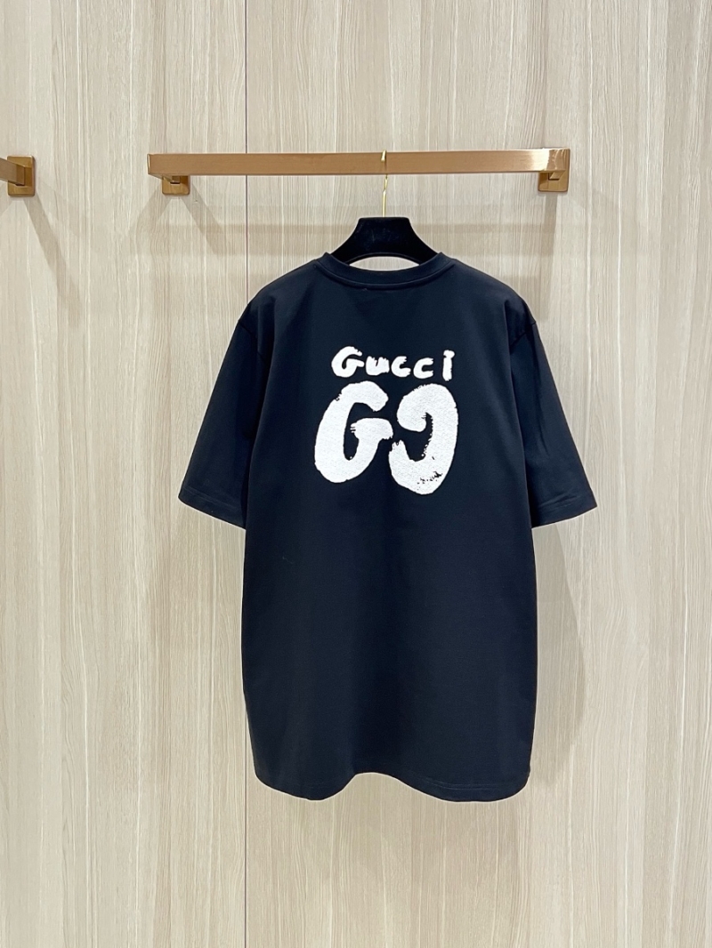 Gucci GG Letter Logo Cotton T-Shirt - Black Classic and Versatile