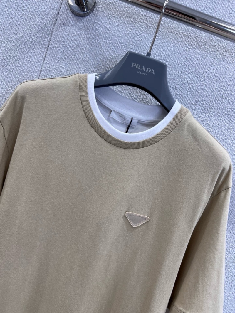 Prada 25SS Spring Summer Exclusive Oversized Tri-Logo Contrast T-ShirSand