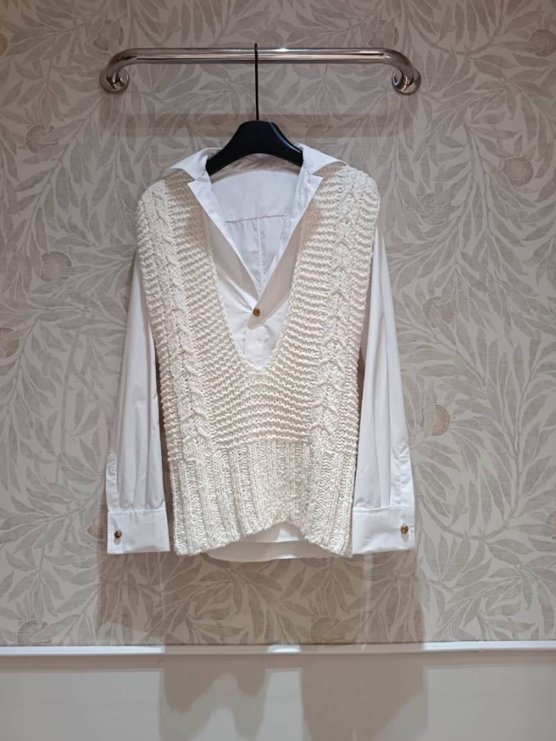 Dior Sweater Vest Ecru Cotton and Wool Blend Knit