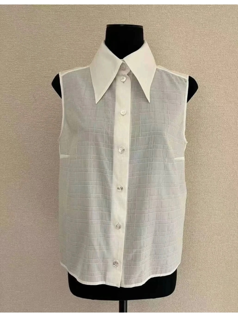Chanel 2025C French Minimalist Sleeveless Shirt White - Elegant and Timeless