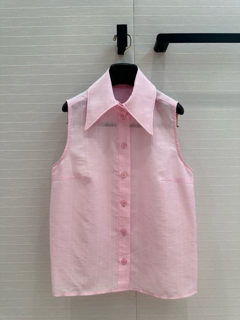 Chanel 2025C French Minimalist Sleeveless Shirt Pink - Elegant and Timeless
