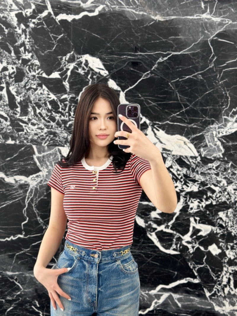 Celine Exclusive Spring Summer Striped Short Sleeve T-Shirt