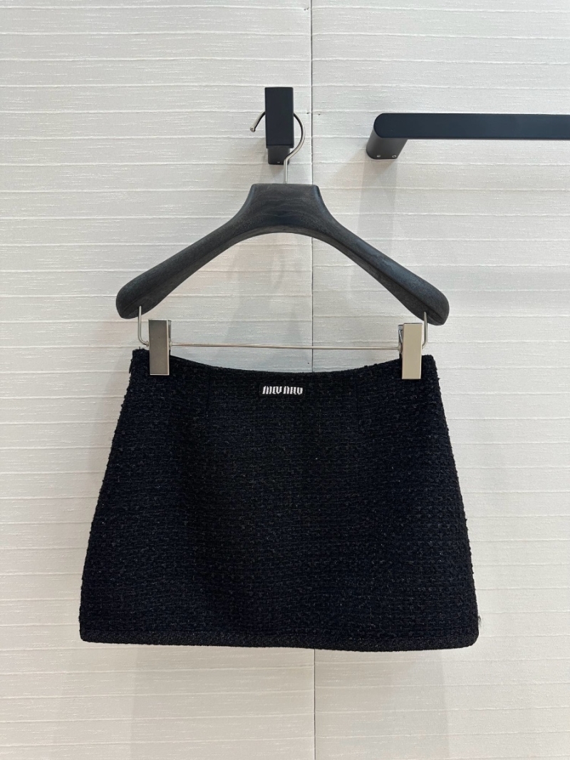 Miu Miu Wool Tweed Mini Skirt Black - Fall/Winter 2024