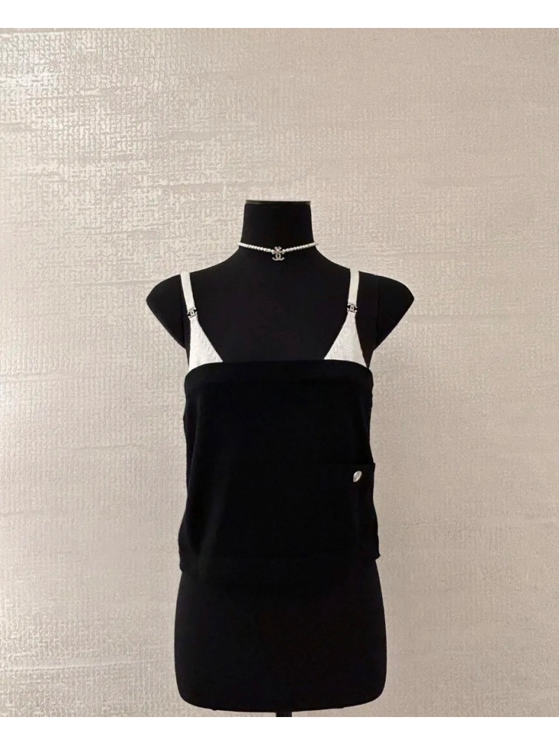Chanel 25C Two-Tone Wool Knit Bustier Top - Spring/Summer 2025