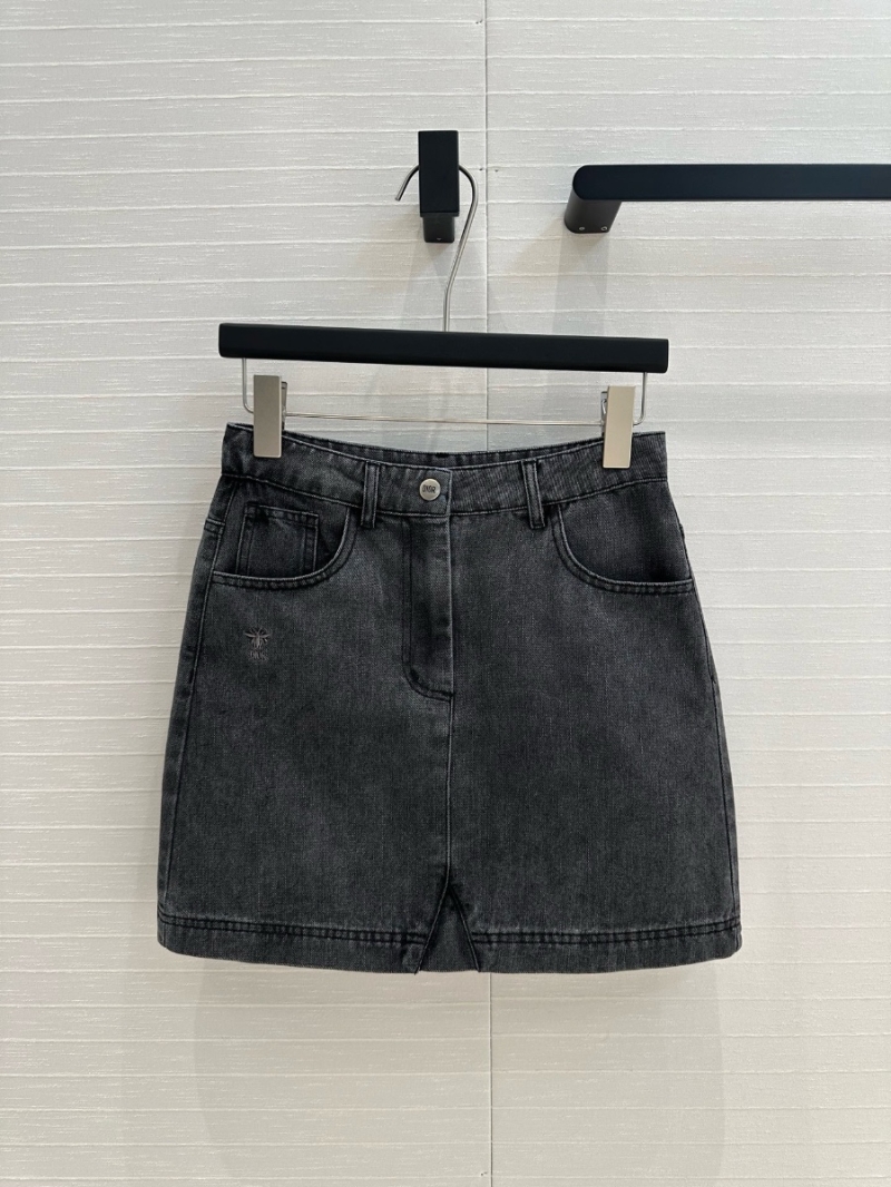 Dior MissDior Vintage Charcoal Grey Wash Denim Mini Skirt