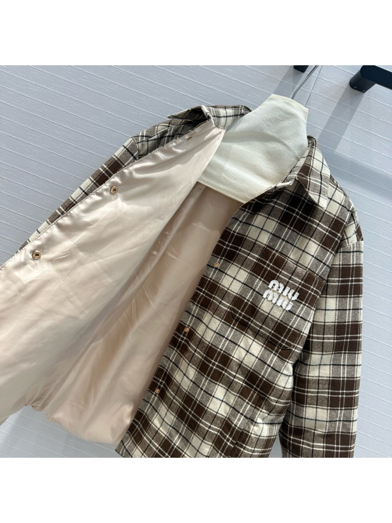 Miu Miu Unisex Plaid Down Jacket for Fall/Winter