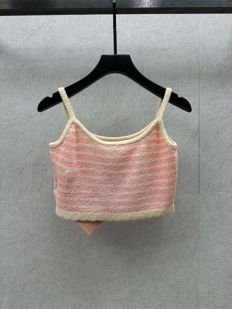 MiuMiu New Collection Striped Patchwork Camisole in Soft Towel Fabric with Pink and White for Ultra Versatility and Enhanced Fairness