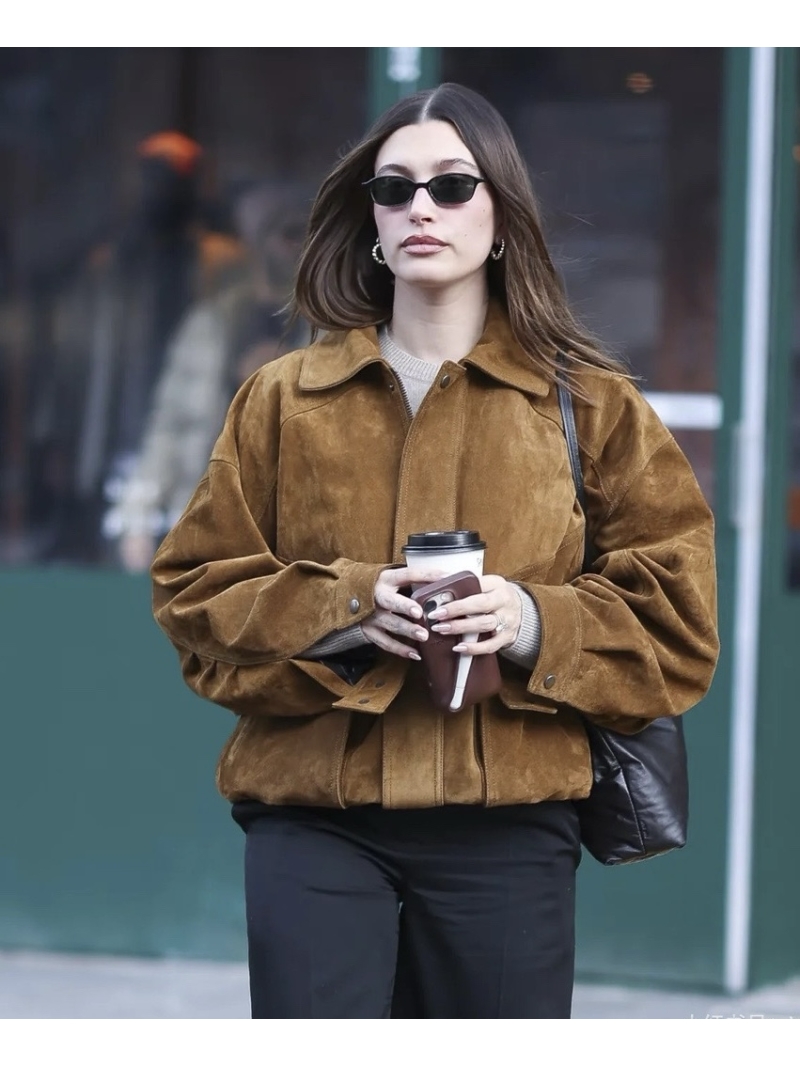 YSL Saint Laurent Exclusive Luxe Suede Leather Jacket in Golden Brown - Retro Modern High Fashion