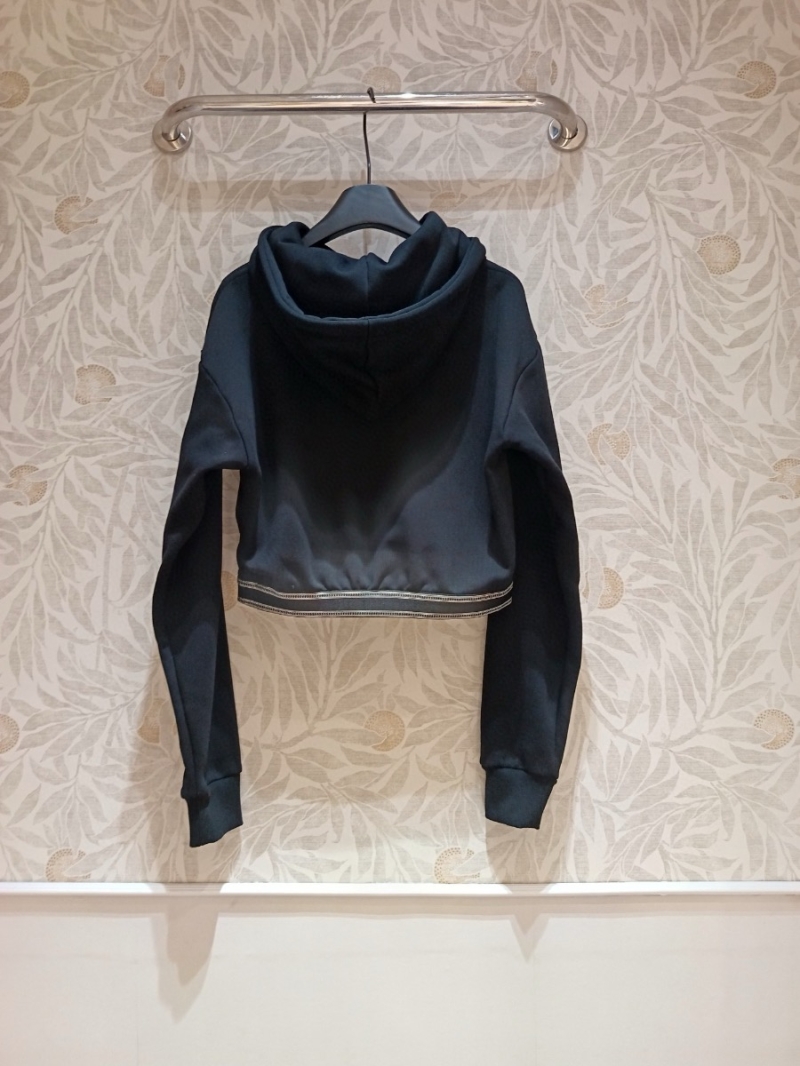 Loewe Cotton Cropped Hoodie with Branded Trim