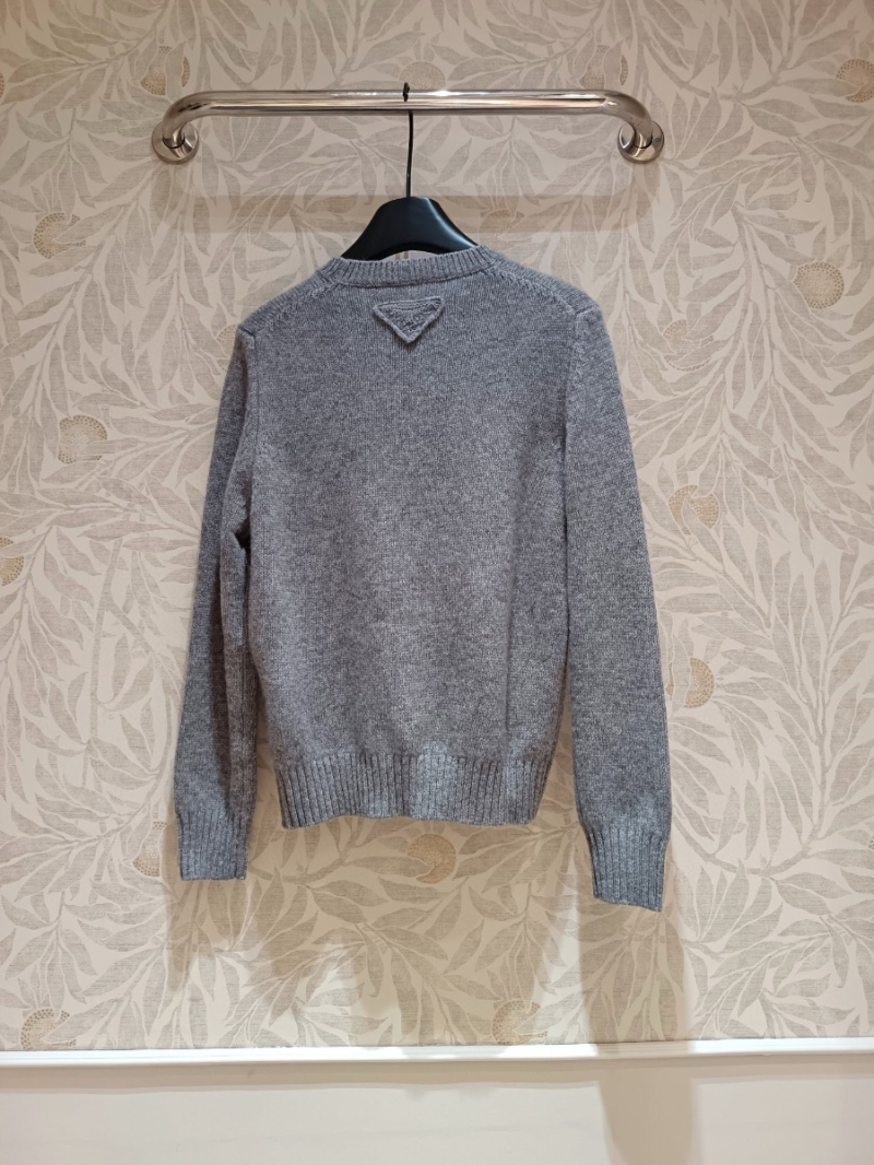 Prada 24FW Luxe Gray Wool-Cashmere Blend Sweater