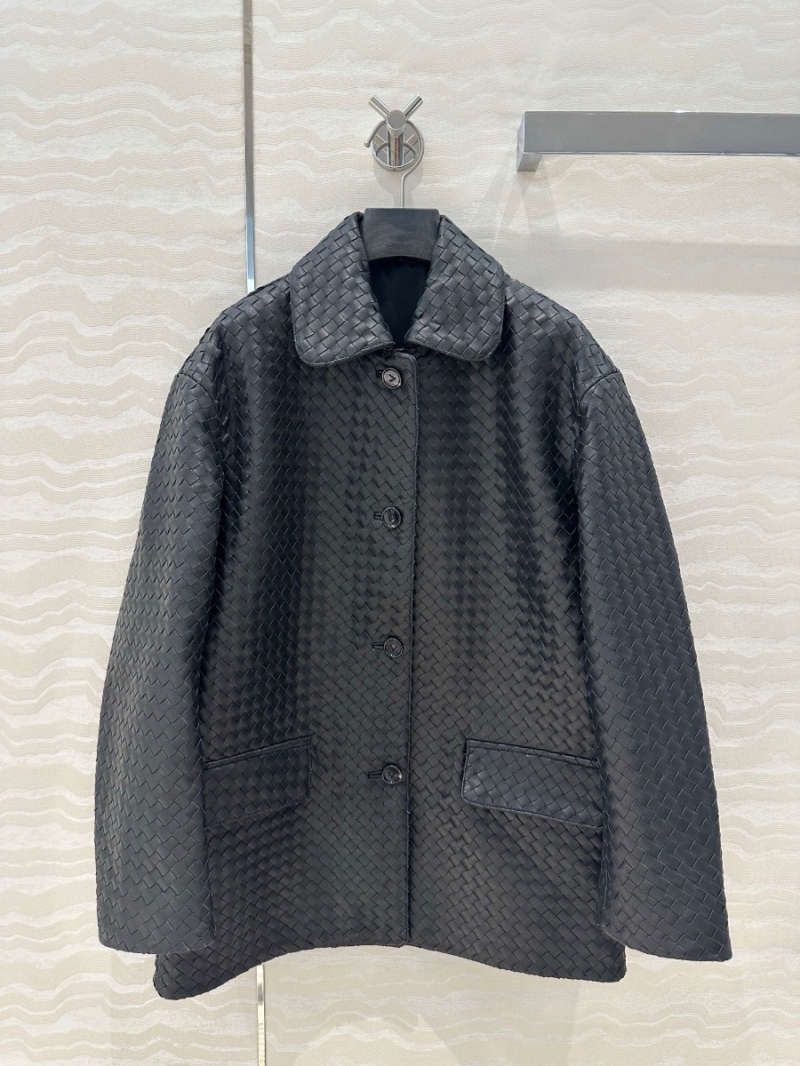 Bottega Veneta Exquisite Woven Leather Jacket in Black - Luxe Vintage Modern Outerwear