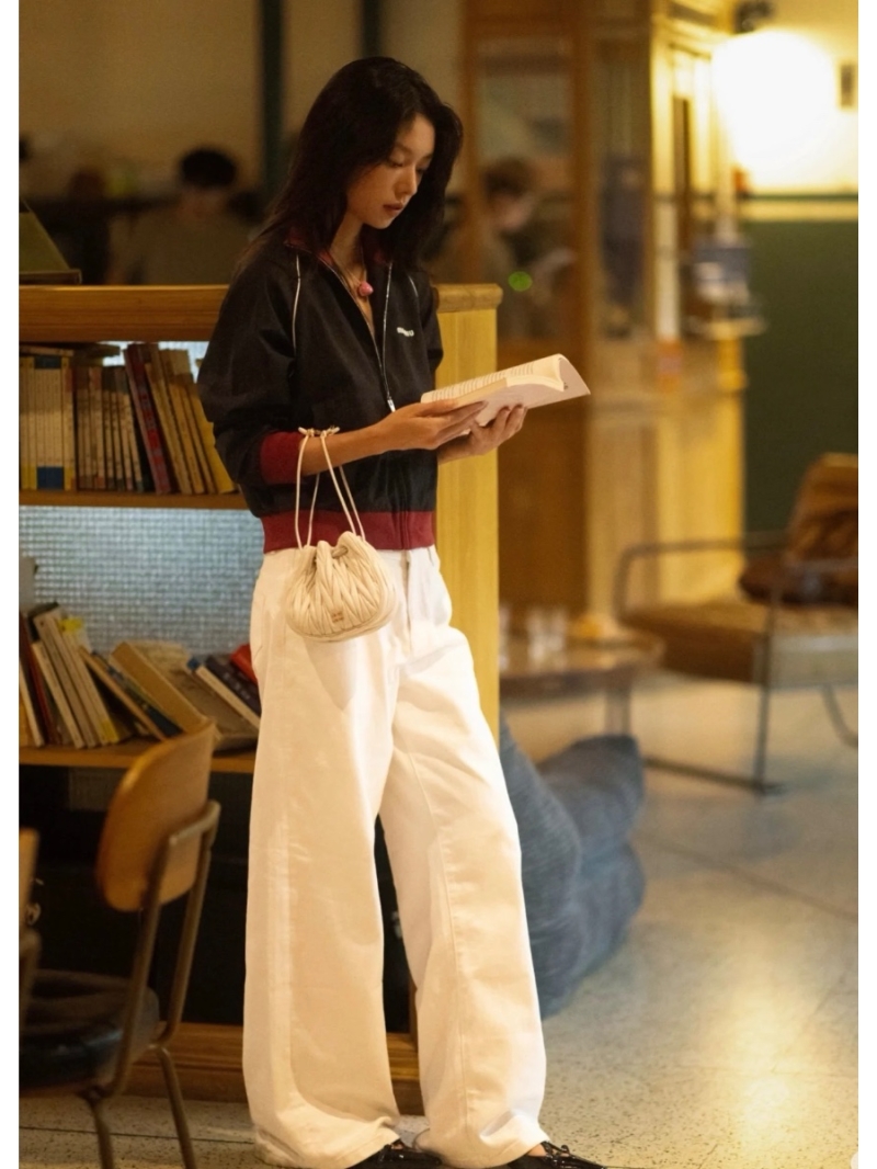 Miu Miu Exclusive Navy Blue Striped Wool Blend Short Jacket - Sweet & Cool College Style