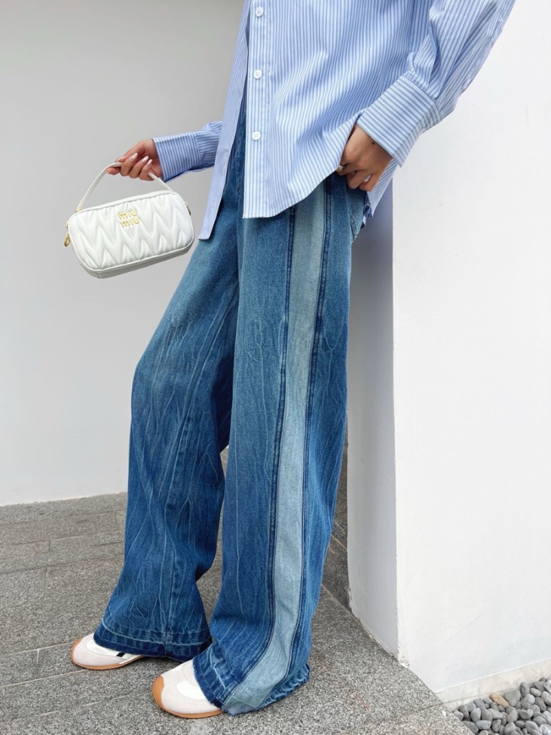 Miu Miu 25 Early Spring Color-Block Straight-Leg Jeans