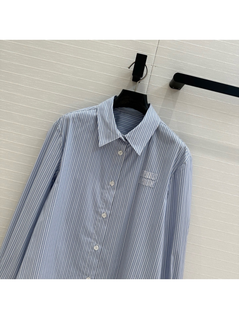 Miu Miu 25 Early Spring Sky Blue Striped Shirt
