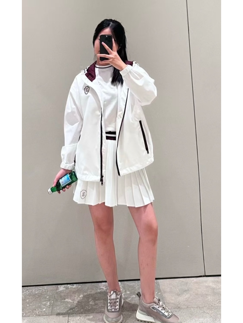 Brunello Cucinelli Exclusive Tennis Capsule Collection Logo-Embellished Nylon Windbreaker Jacket in White & Purple