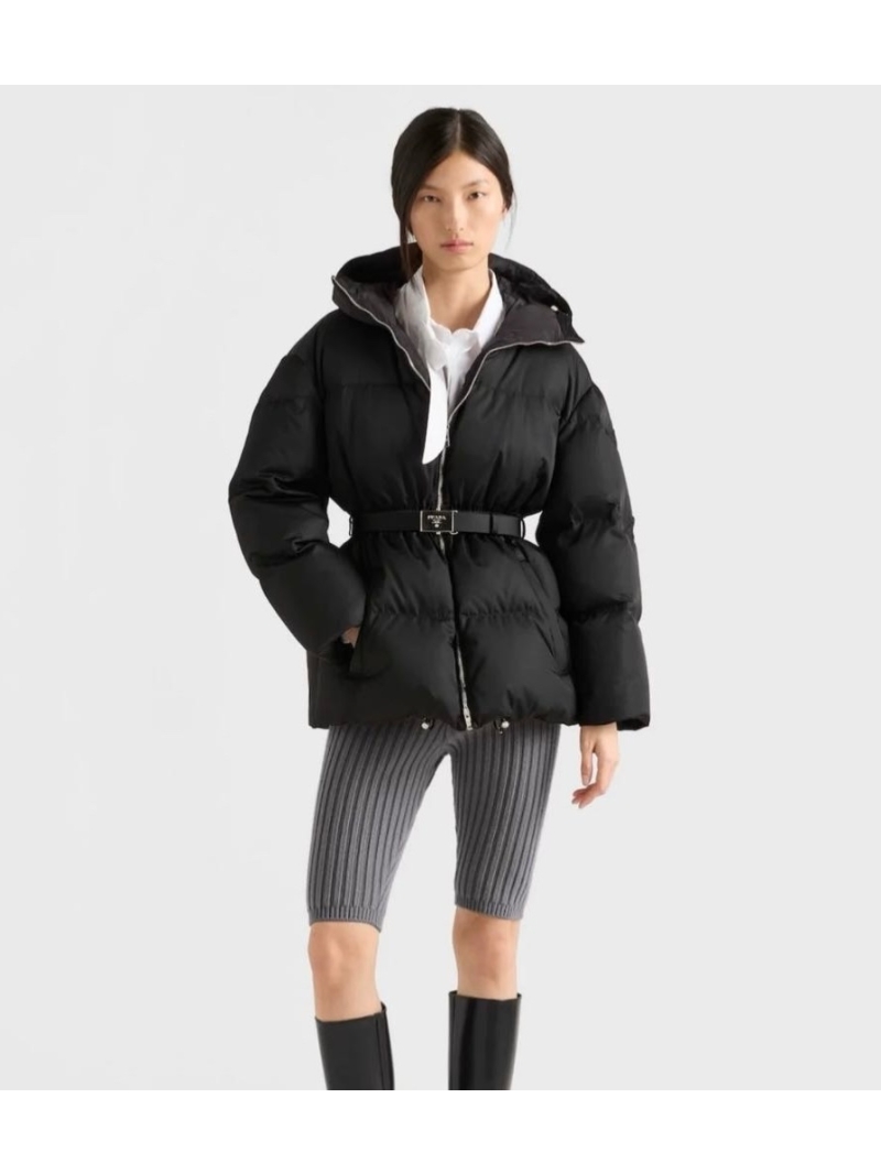 Prada Re-Nylon Hooded Belted Puffer Jacket - Winter Collection