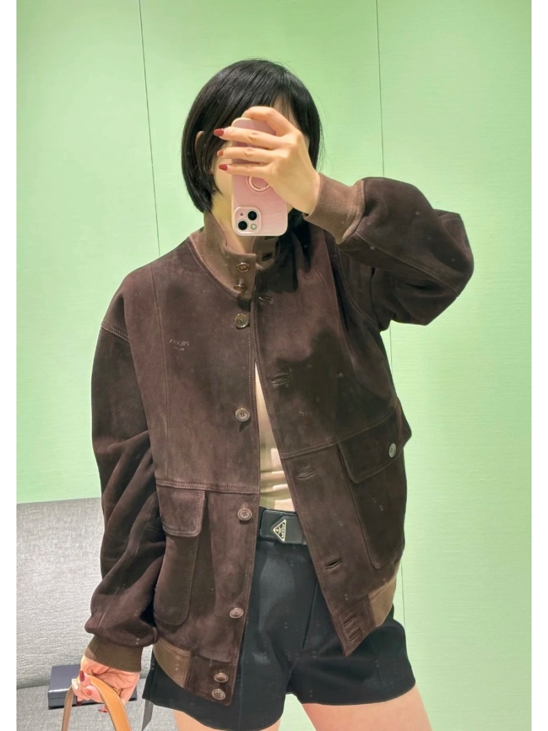 Prada Exclusive Custom Suede Baseball Jacket - Early Autumn Collection