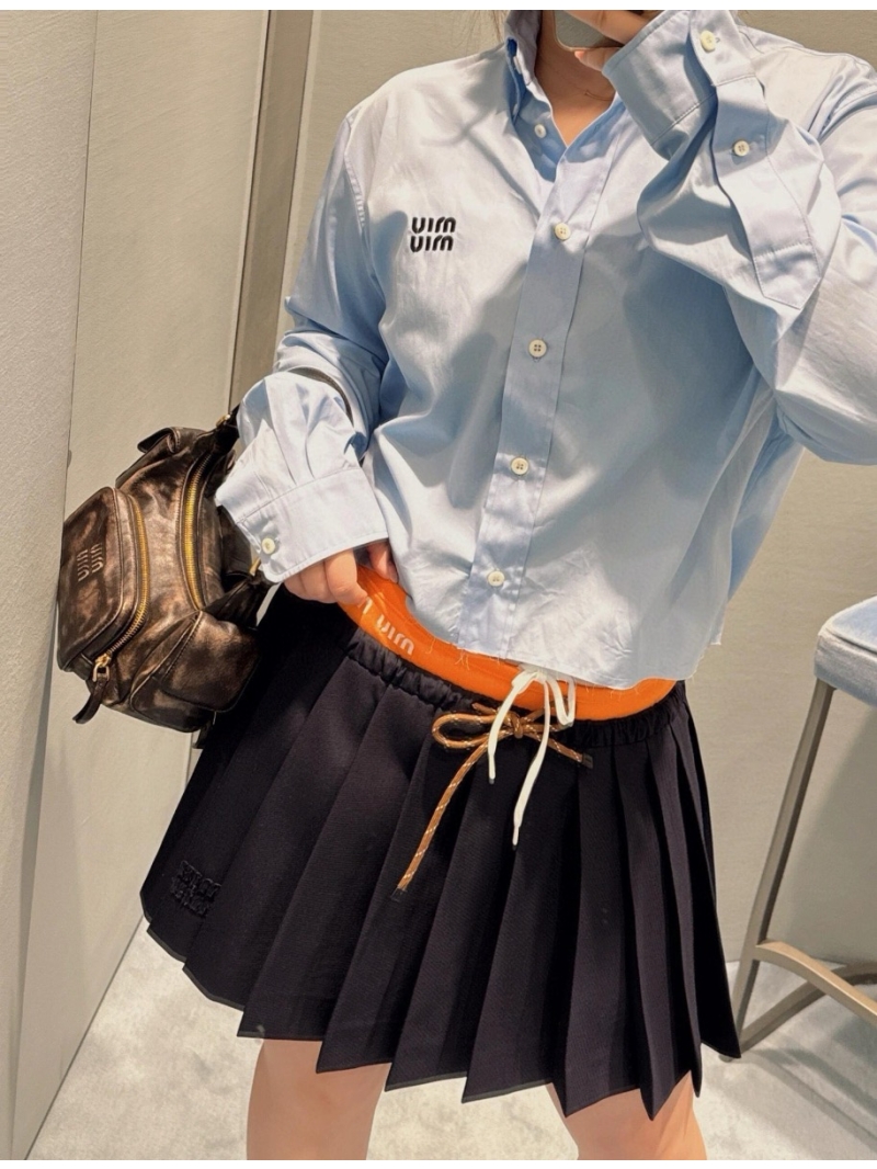 Miu Miu Spring/Summer 2024 Indigo Pleated Mini Skirt