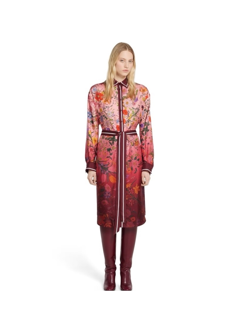 Gucci GG Romantic Vacation Print Silk Dress