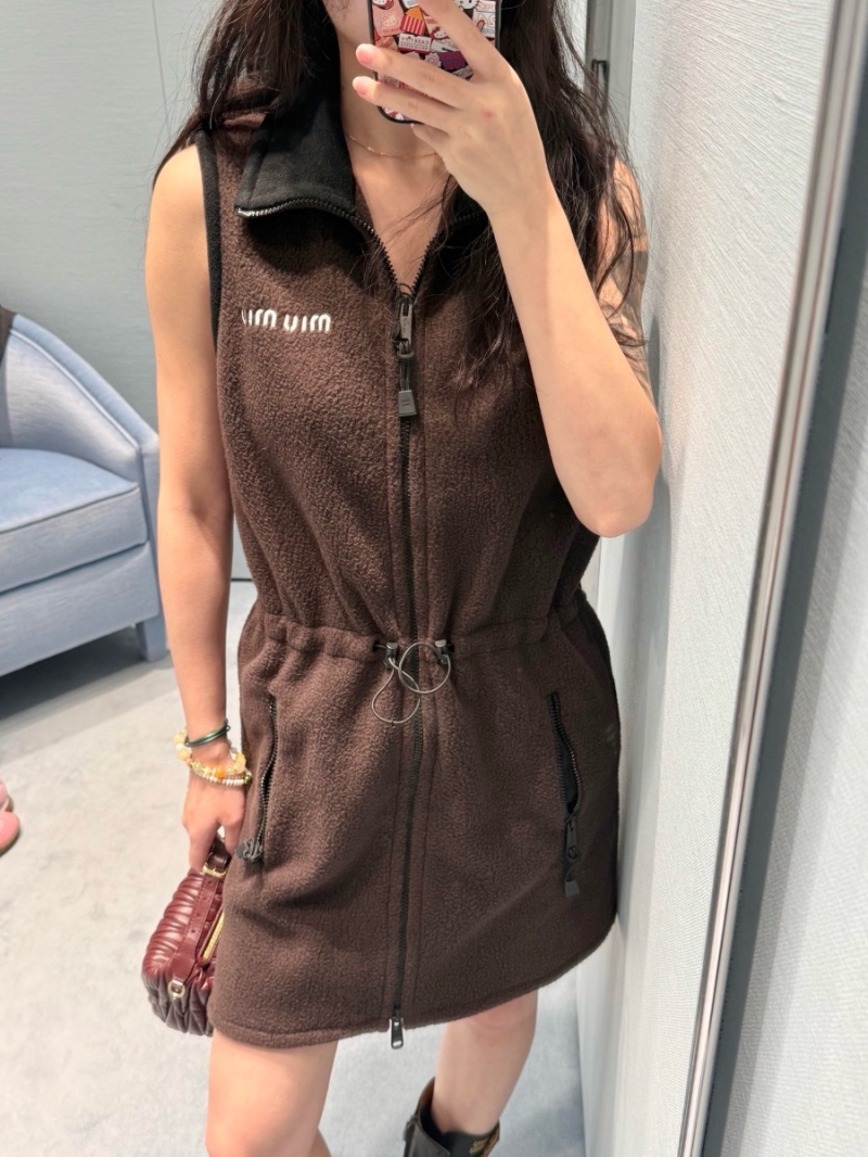 Miu Miu Early Autumn Ebony Fleece Zip Dress - Luxe Original Design with Embroidered Logo