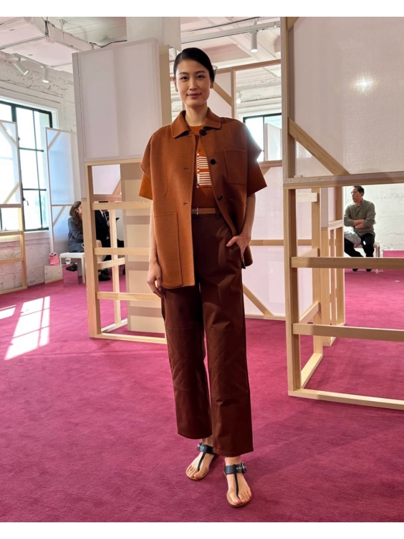 Hermès Handcrafted Double-Faced Wool & Cashmere Mid-Length Vest Coat in Caramel