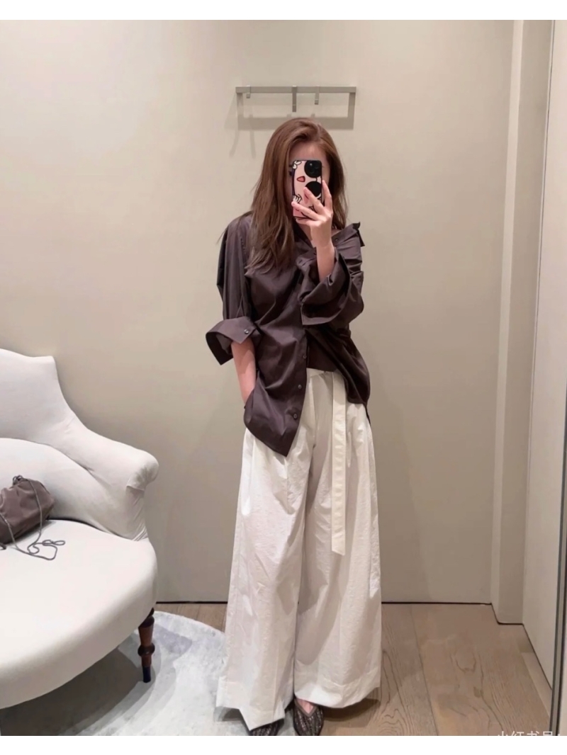 Brunello Cucinelli Exclusive Structured Design Cotton Shirt with Custom Copper Chain Detail