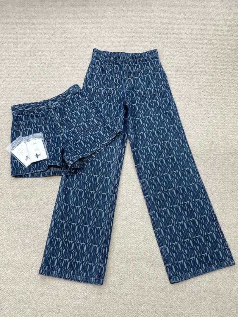 Dior Miss Dior All-Over Logo Print Denim Jeans Pants Collection