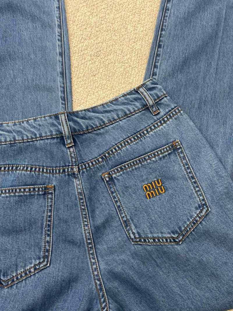 Miu Miu Spring/Summer 2024 Vintage Blue Soft Denim Wide-Leg Pants