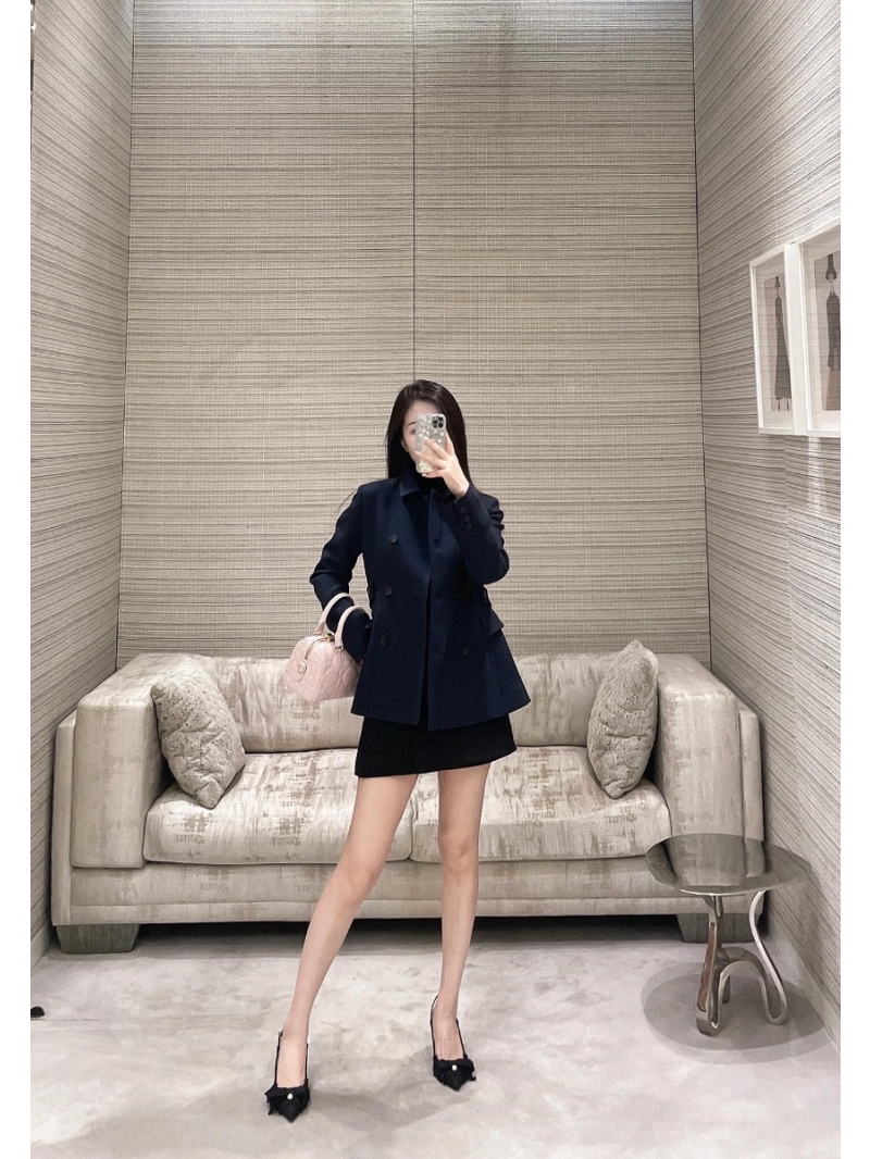 Dior 25FW Early Autumn Double-Breasted Navy Blue Jacket | Luxe Wool Blend | Notched Lapel | Sophisticated Tailoring