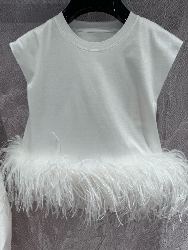 Valentino Ostrich Feather Cotton Top
