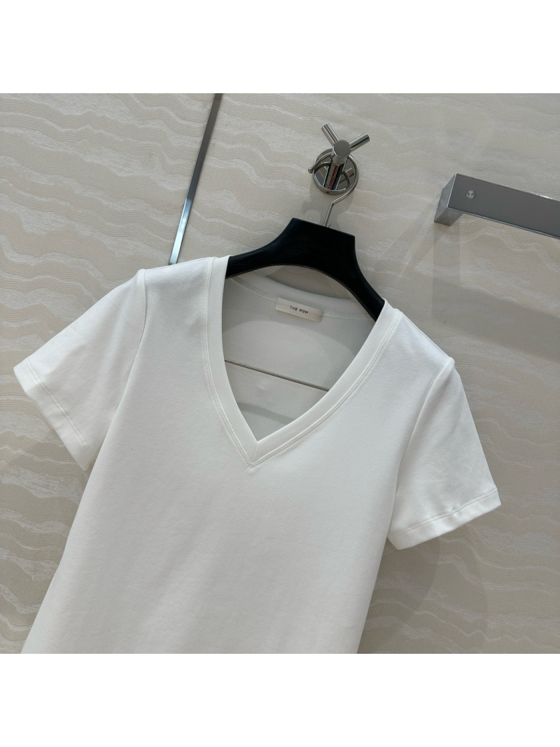 The Row Classic Minimalist V-Neck Cotton T-Shirt 4 colors