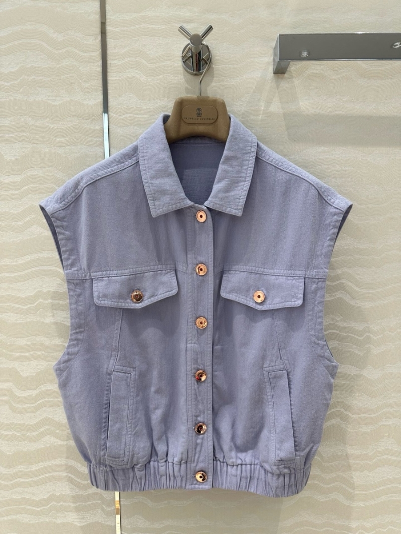 Brunello Cucinelli Summer 2025 Dopamine Collection Linen Denim Vest