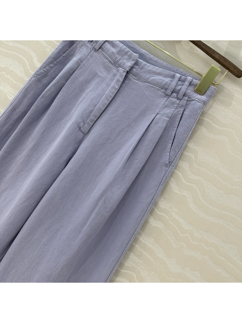 Brunello Cucinelli Summer 2025 Dopamine Collection Linen Denim Straight-Leg Pants