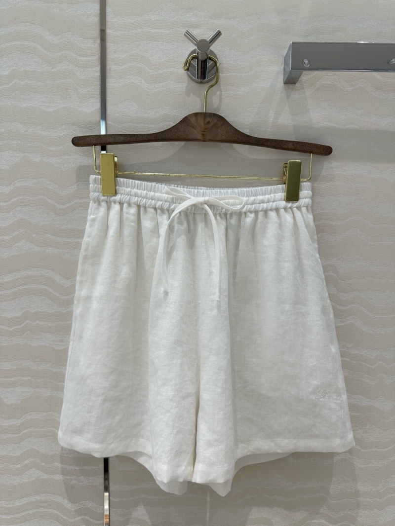 Loro Piana Spring 2025 Linen Elastic Waist Shorts White