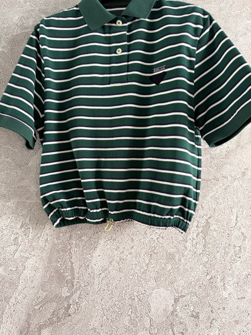 Prada2025 Summer Spring Striped Polo Shirt – Timeless Elegance in Vibrant Colors