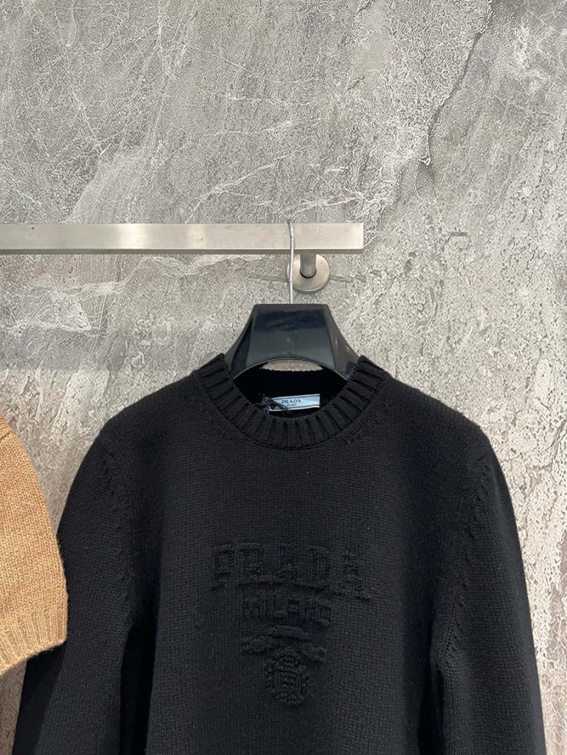 Prada High-Gram Cashmere-Wool Blend Sweater Black