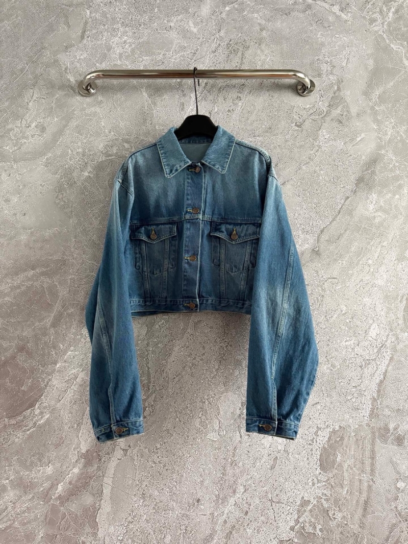 Prada Leather-Tag Denim Cropped Jacket – Timeless Versatility and Style