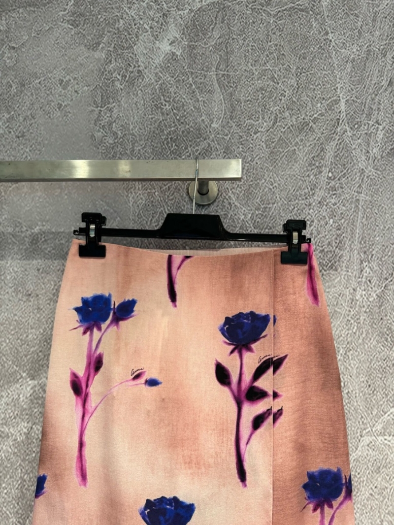 Gucci 2024 Floral Print Crêpe De Chine Silk Skirt