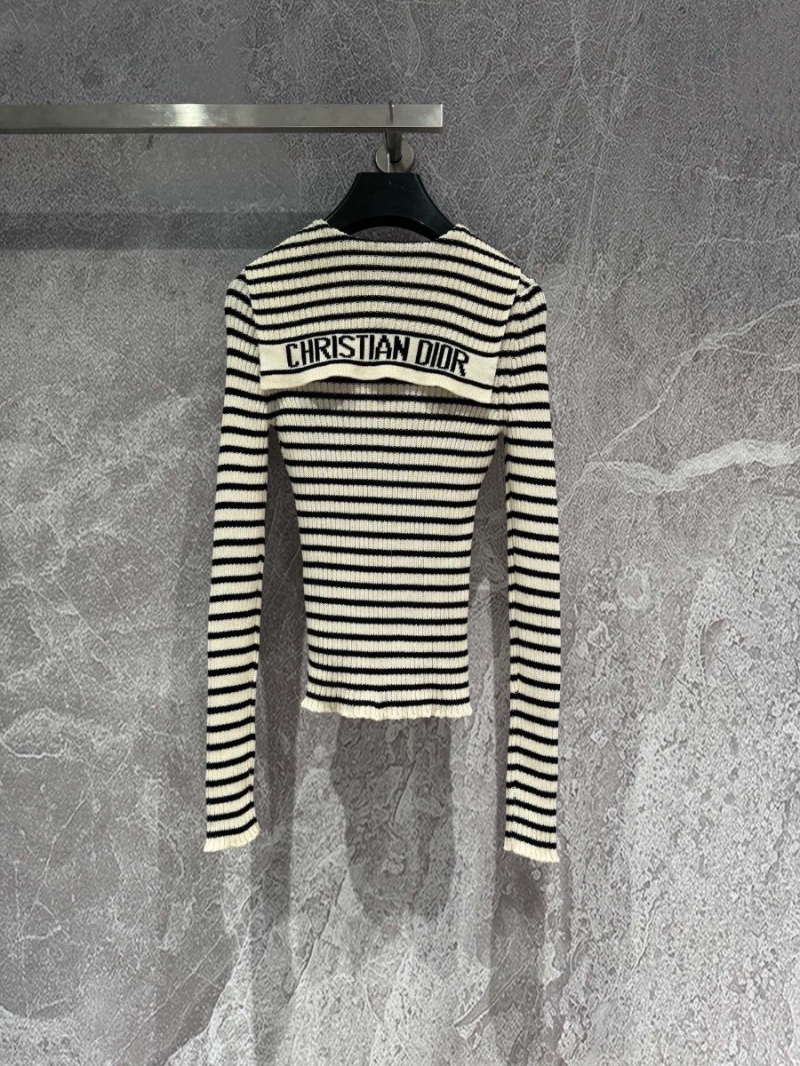 Dior Navy Collar Knit Sweater | Classic Striped Color Block Sailor Style