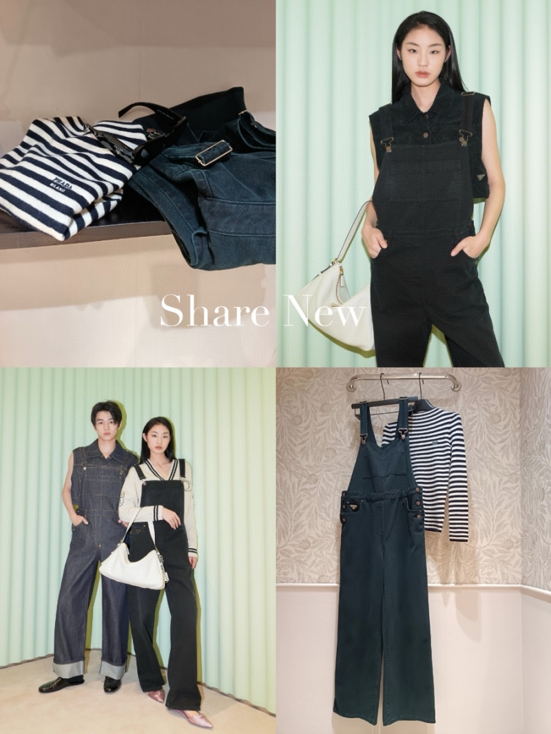 Prada Vintage Wash Black Denim Overalls