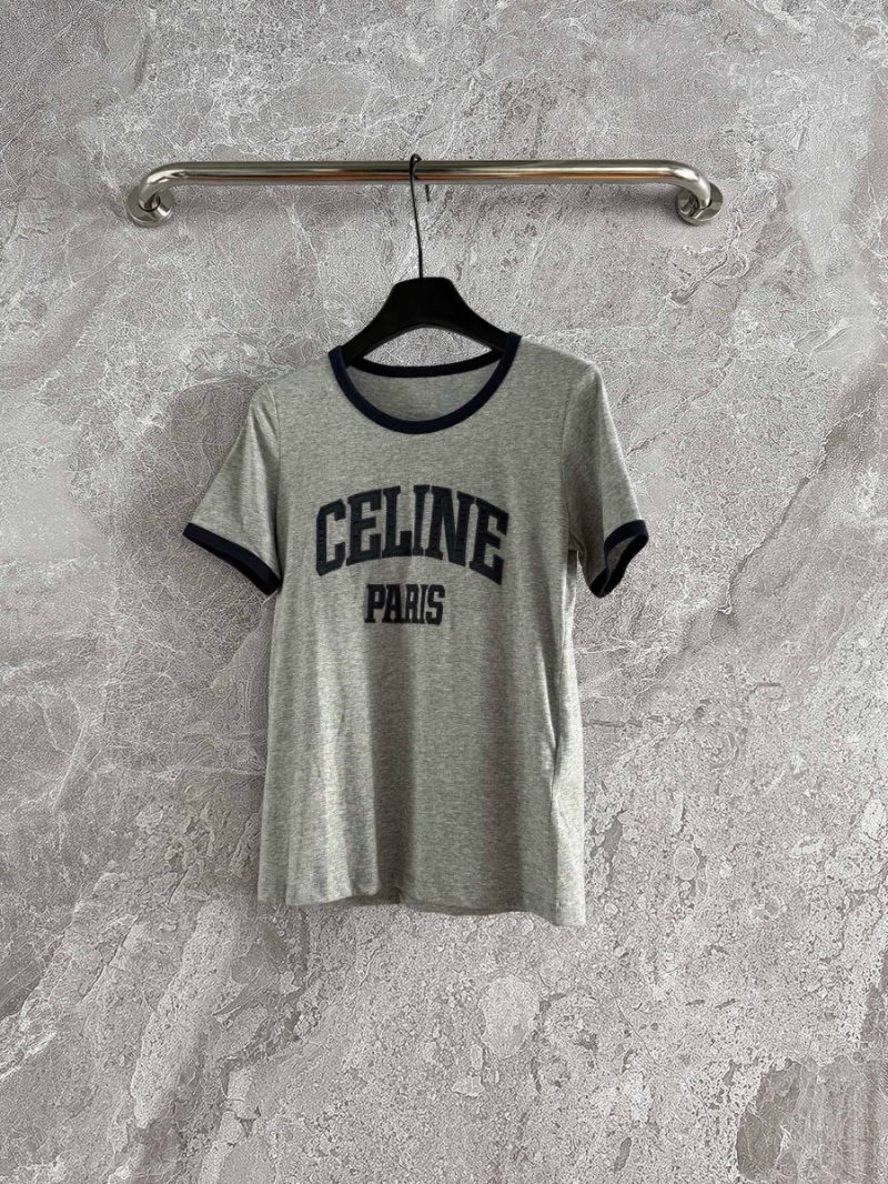Celine Satin-Appliqué T-Shirt – Retro American Style with Playful Charm