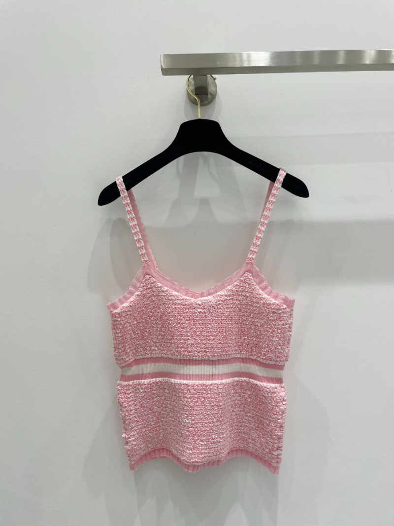 Chanel 24P Romantic Summer Pink Stripe Knit Camisole
