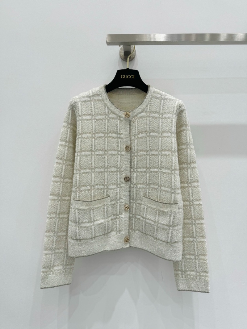 Gucci 25SS Early Spring Collection Gold Thread Plaid Cardigan