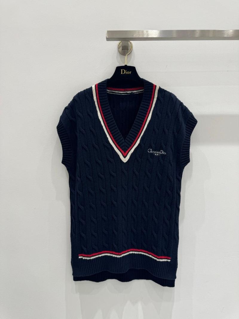 Dior Exclusive Tennis-Style Knitted Vest black- French Collegiate Charm