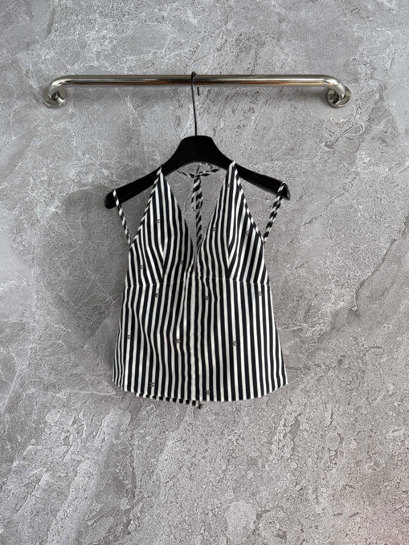 Chanel Halter Neck Striped Top – Elegant Coco Beach Collection